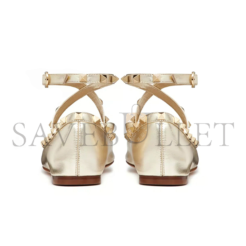 VALENTINO ROCKSTUD LAMINATED NAPPA LEATHER BALLERINA 4W2S0HB6JXH_R16